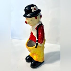 Vintage Sad Face Hobo Clown Planter~70s Ceramic Hand Painted.  ***RARE